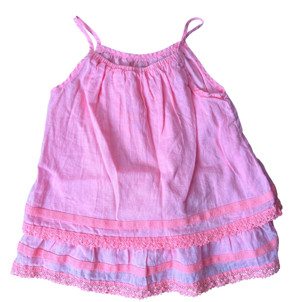 Old Navy Girls Lotus Orange Linen Blend Lace Trim Tiered Cami Tank‎ Top Size S